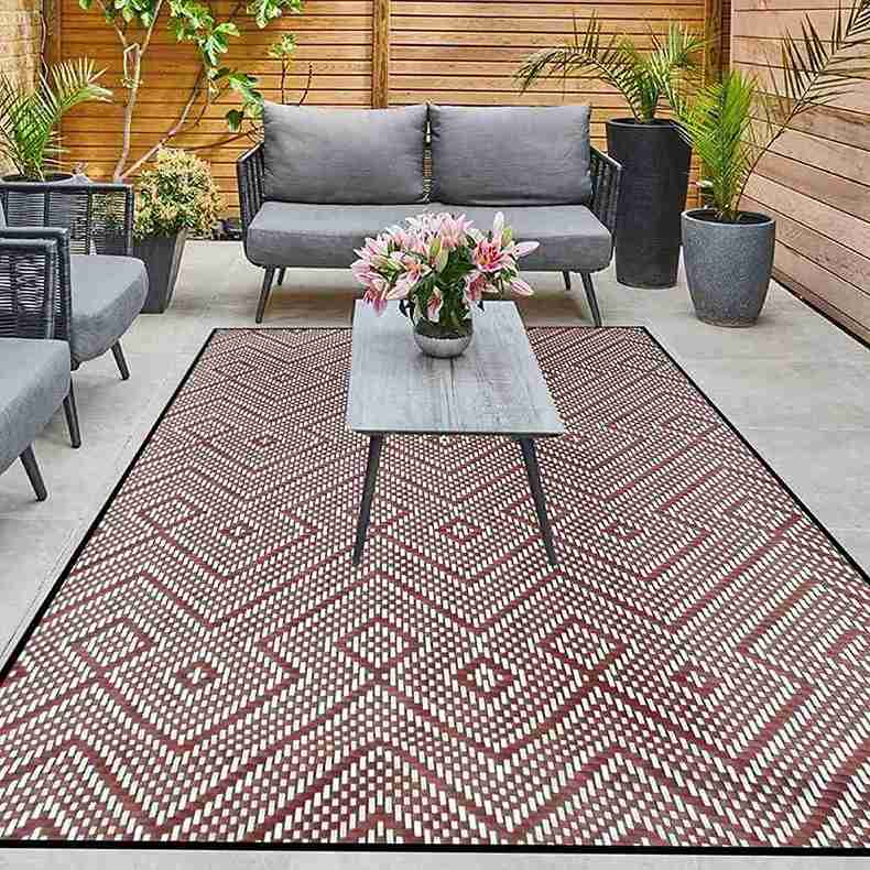 ARSUK Outdoor Rug Waterproof, Picnic Blanket Lightweight Foldable Plastic Reversible Mat (Brown & White 180x120cm)