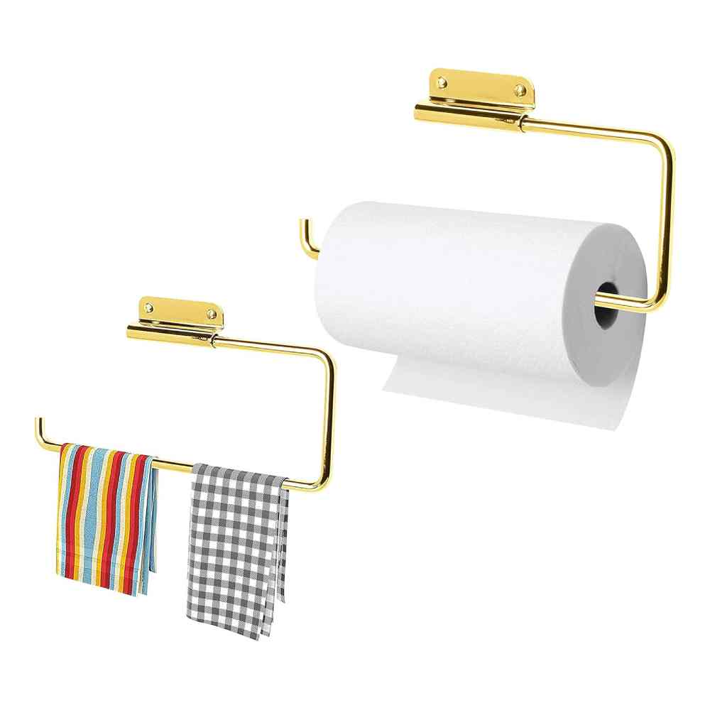 ARSUK Paper Towel Holder Under-Cabinet Stainless Steel, Wall-Mounted, Easy to Install (Gold Polish)