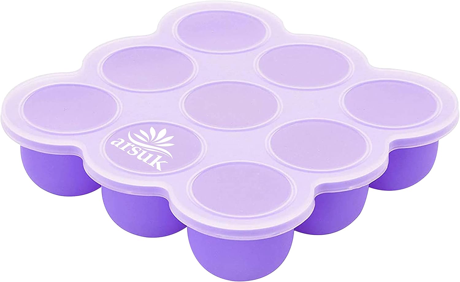 ARSUK Baby Food Storage Containers - Silicone Freezer Tray with Lids, 9x75ml Weaning Pots for Baby Food Purees (283g)