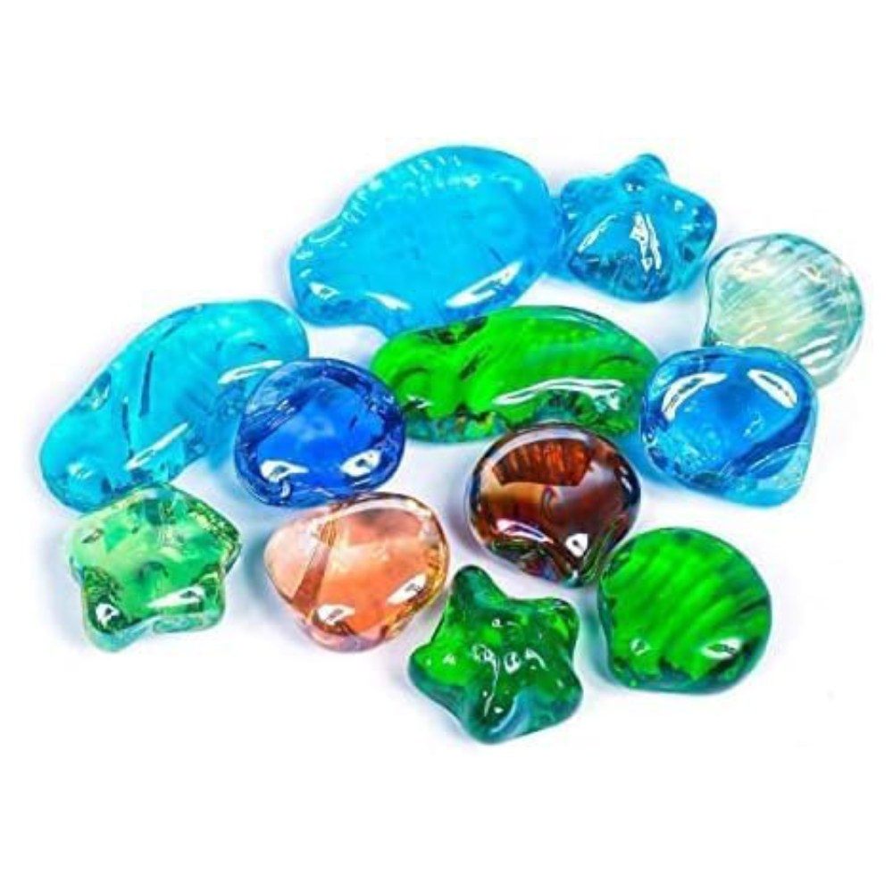 ARSUK Decorative Glass Pebbles - Vase Filler, Aquarium, Craft, Garden (12pcs Art Glass Pebbles)