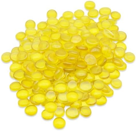 ARSUK Decorative Glass Pebbles - Vase Filler, Aquarium, Craft, Garden (70-80 yellow pebbles)