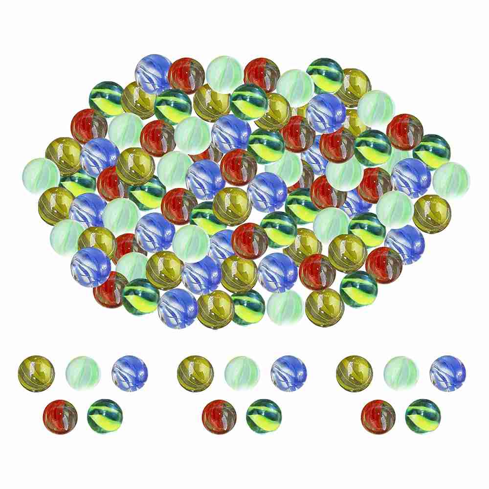 Neez Marbles - Glass Balls for Indoor and Outdoor Games for Kids in a Bag (170-180 Pcs Colour Marble)