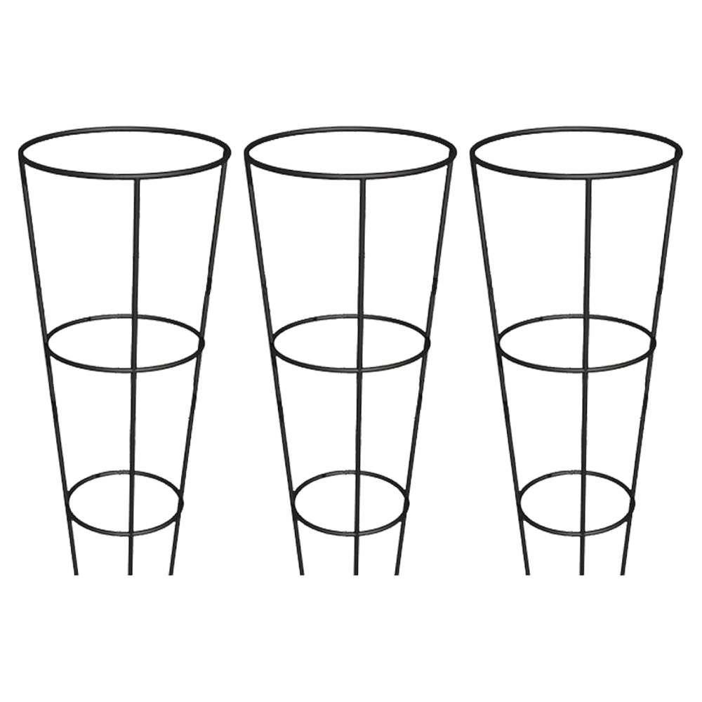 Arsuk Conical Plant Support Metal for Garden, Grow Through Circular Peony Cage 78.5 x 37 x 6cm (Black)