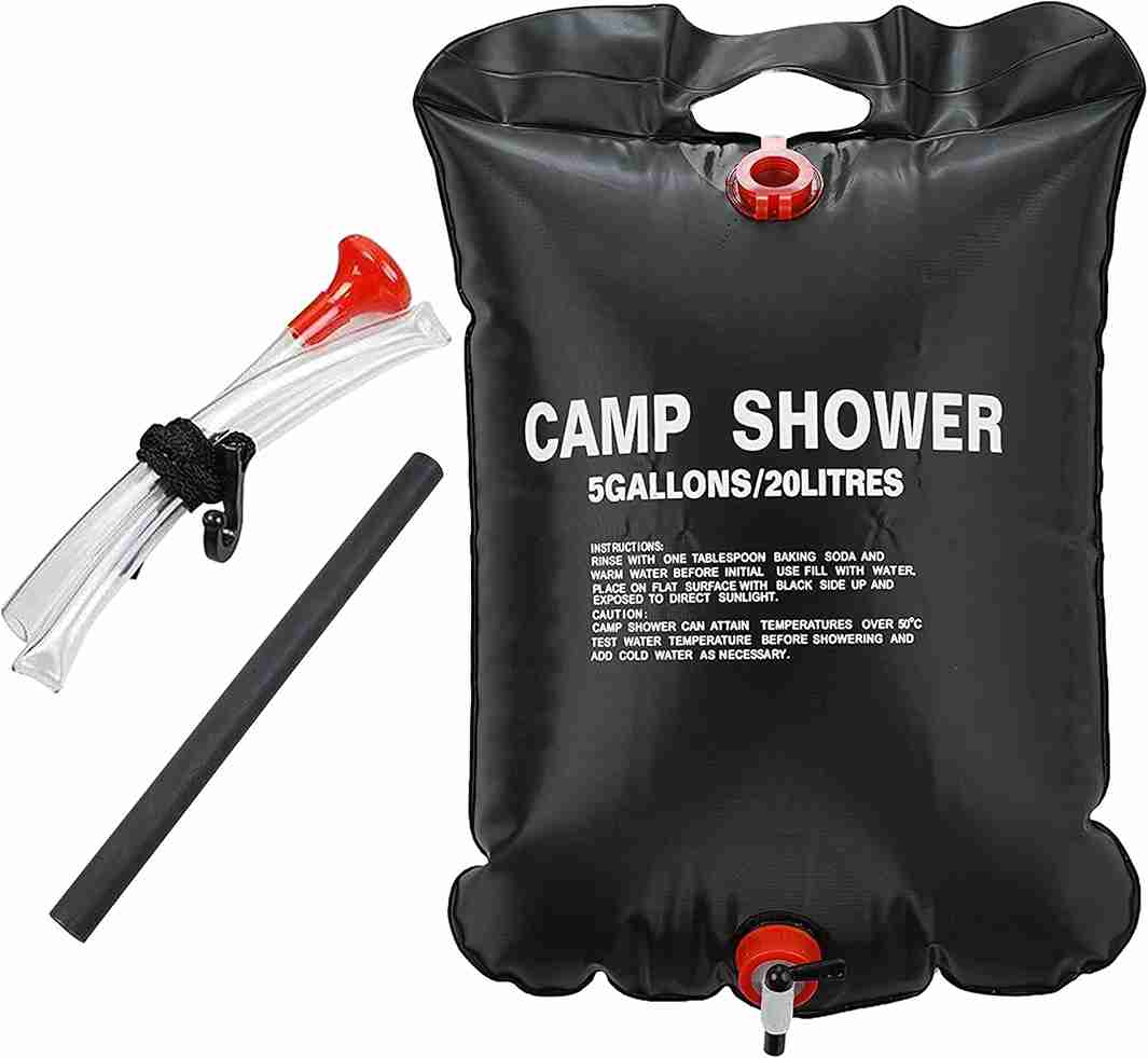 ARSUK 20L Portable Solar Camping Shower Bag with Removable Hose - Black