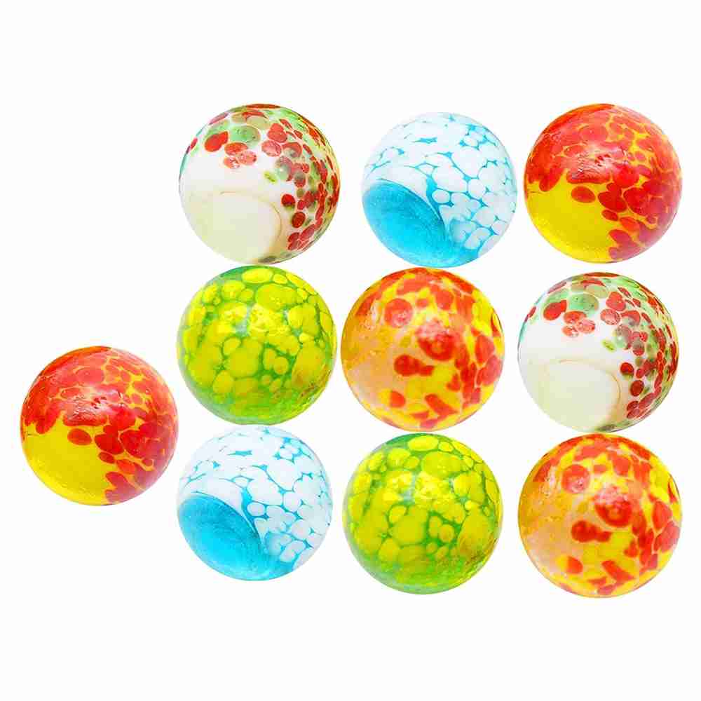 Neez Marbles - Glass Balls for Indoor and Outdoor Games for Kids in a Bag (10 PCS Dotted)