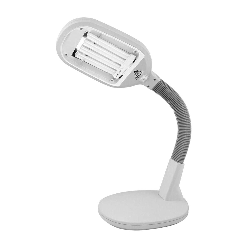 ARSUK Gray Desk Lamp: Flicker-Free 27W Daylight Bulb | Modern Design for Reading and Working