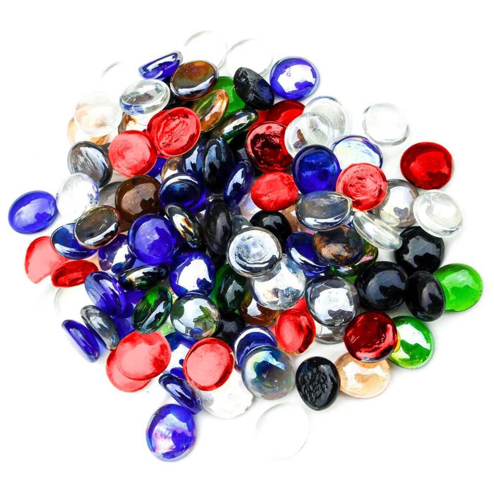 High-Quality Mixed Color Glass Pebbles by ARSUK - 70-80 Pieces, 455gm