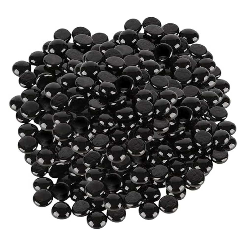 High-Quality Black Glass Pebbles by ARSUK - 170-180 Pieces, 955gm