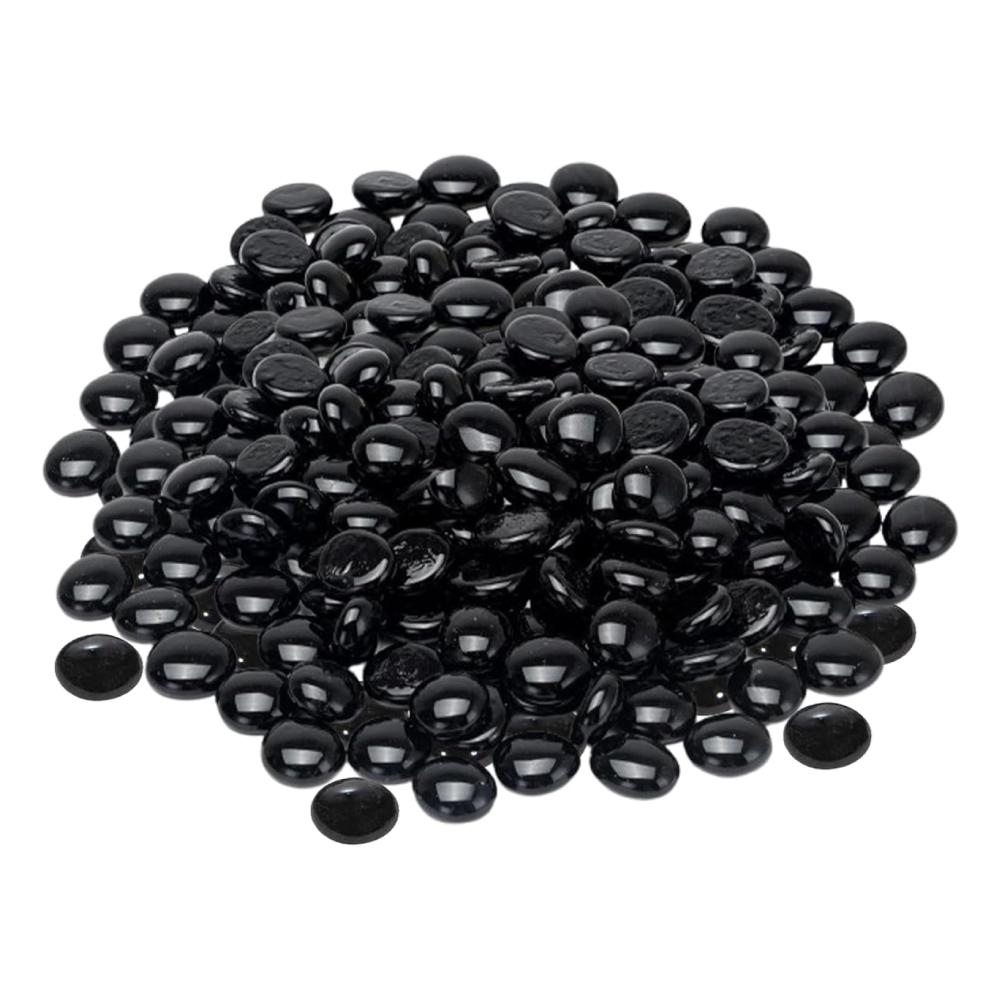 High-Quality Black Glass Pebbles by ARSUK - 70-80 Pieces, 455gm