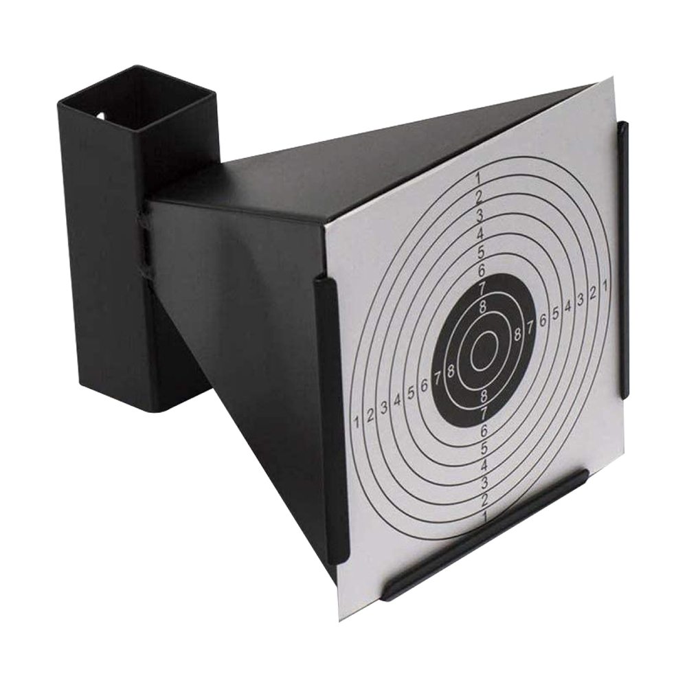 ARSUK 14cm Funnel Holder Airsoft Target - Metal Pellet Catcher with 50 Target Papers for Air Pistols and BB Guns