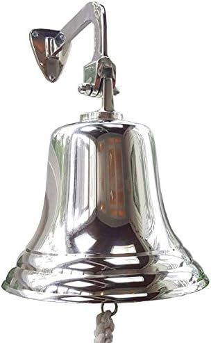 ARSUK 5” Silver Aluminium Ship Bell - Wall Mounted, Loud Sounds for Home & Bar