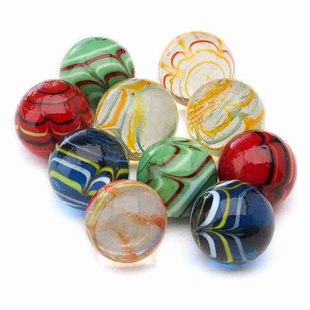 Neez Marbles - Glass Balls for Indoor and Outdoor Games for Kids in a Bag (10 Hand Made Marbles)